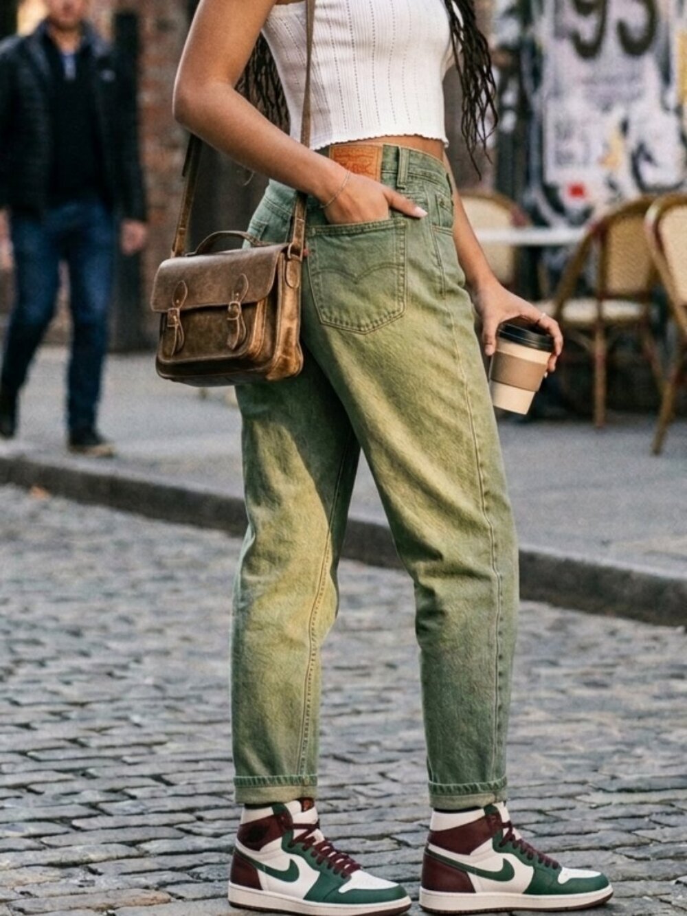 Levi's 90's Vintage 521 High Rise Tapered Leg Mom Jeans Cotton Green 16